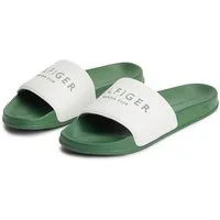 Tommy Hilfiger HILIFGER NEOPRENE POOL SLIDE Pantolette Sommerschuh, Poolslide mit Kontrast-Logoschriftzug, schmale Form