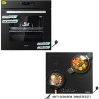 KB Elements Induktions Herd-Set KB ELEMENTS Herdset Backofen 60cm, Kratzfestes Induktionskochfeld 60cm, mit 2-fach-Teleskopauszug, AQUA CLEAN, Backofen Full Touch mit 15 Funktionen, Kratzfestes Induktionskochfeld