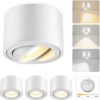 ZMH LED Einbaustrahler 4er-Set weiß 4W dimmbar schwenkbar Aufbauspot 3CCT Deckenspots, Schwenkbar, LED fest integriert, Aufputz-Deckenleuchte