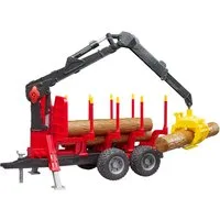 Bruder® Spielfahrzeug-Anhänger Rückeanhänger mit Ladekran und 4 Baumstämmen (02252), Made in Europe
