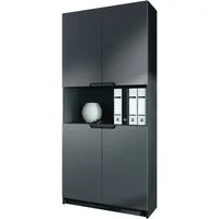 Vladon Aktenschrank Logan V2 (Aktenschrank, mit Soft-Close Funktion) Schwarz matt/Graphit seidenmatt (82 x 185 x 37 cm)