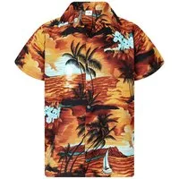 King Kameha Hawaiihemd "Surf" Funky Hawaii-Hemd Herren Kurzarm Front-Tasche Sommerhemd