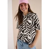 CECIL Kapuzensweatshirt Kurzarm-Shirt mit Kapuze und Zebraprint