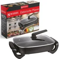 Neudorf Elektrische Partypfanne FamilyPan 8L – Viel Platz für Pfannengerichte & Eintöpfe Wurst uvm., 1500 W, Große Bratfläche, schnelles Aufheizen, stufenlose Temperaturregelung