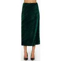 SASSYCLASSY Midirock Schlichter, eleganter Midi Samtrock Damen Taillierter Midirock aus Samt für feminine Looks Grün Schwarz