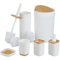 relaxdays Badaccessoire-Set 6-teiliges Badezimmer Set, weiß