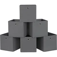 SONGMICS Aufbewahrungsbox 6er Set, Faltbare Stoffbox mit Metallöse, 30 x 30 x 30 cm