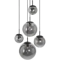 Liadomo Pendelleuchte Vetro, Leuchtmittel inklusive, Warmweiß, 5-flammig, Cluster, Rauchglasschirme, E27, für hohe Decken geeignet