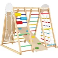 COSTWAY Klettergerüst, Klappbares Kletterspielzeug Set mit Hangelgerüst & Schaukel