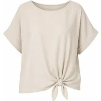 ITALY VIBES Kurzarmbluse - sommerliche Bluse - Blusenshirt Damen mit Knotendetail ONE SIZE / passend für Größe S - L