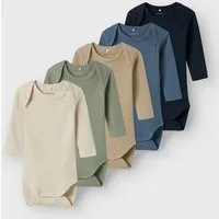 Name It Langarmbody NBNBODY für Mädchen und Jungen mit Rippstruktur und Komfort (Packung, 5-tlg) unifarben, casual, regular fit, Baumwolle, Rundhals