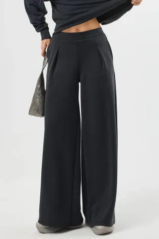 Elastische Taillenfalten Palazzo-Hosen