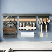 doporro Küchenregal Küchenorganizer-set Multifunktional aus Metall Wandmontage 52/82cm, 52-cm-Schiene trägt bis zu 10.5kg, 82-cm-Schiene trägt bis zu 15kg