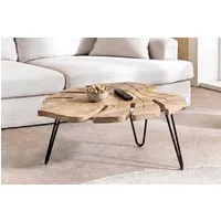 riess-ambiente Couchtisch LEAF 75cm natur/schwarz - Mango-Massivholz, Hairpin Legs, handmade (Einzelartikel, 1-St), Natürlicher Beistelltisch im Blattform - ideal f. Wohn- & Schlafzimmer