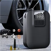 LA CUTE Akku-Handkompressor Elektrische Luftpumpe 150 PSI Digital 5000mAh mit LED-Licht, 60 W, max. 10,30 bar, Kompakte elektrische Akku-Luftpumpe für Auto, Fahrrad und mehr, Tragbare Luftpumpe mit Zubehör und LED-Licht, vielseitig einsetzbar, Automa