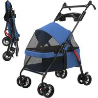 Rutaqian Hundebuggy Hundewagen für Hunde und Katzen, Faltbarer Hundebuggy mit Sonnenschutz, Hundebuggy 10kg Tragkraft, 98x69x49 cm