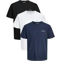 Jack & Jones Print-Shirt stilvolle Slim-Fit und Regular Shirts (Spar Set, 3er-Pack) Shirts mit Printaufdruck aus Baumwolle