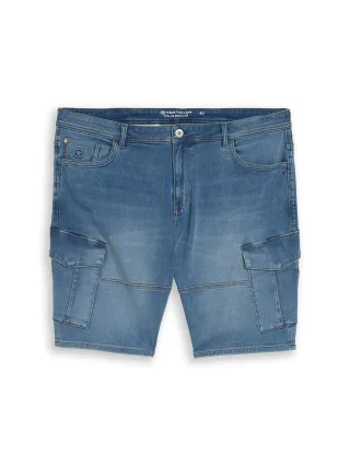 Tom Tailor - Plus Size - Cargo Jeans Shorts used mid stone blue denim - Gr. - 46