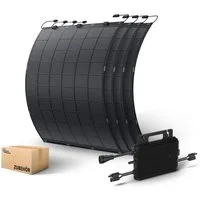 Kleines Kraftwerk Balkonkraftwerk, 900 W, Monokristallin, (4-St), 4 x 225W flexible Solarmodule, Wechselrichter, Solarkabel