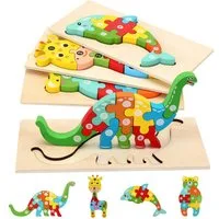CLTYQ 3D-Puzzle Lernspielzeug Kinder Holzpuzzle, Montessori-Spielzeug für Kinder, Puzzleteile, lernendes pädagogisches Holzpuzzle-Spielzeug, Puzzle