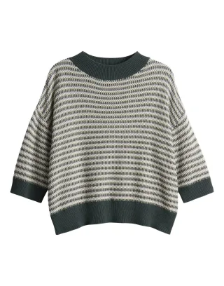 Opus - Pullover aus BCI Cotton Mix - Peipina beige/grün - Gr. - S