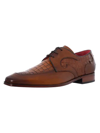 Jeffery West Croco-Leder-Derby-Schuhe, Braun