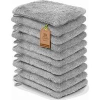 NatureMark Waschhandschuh 10er-Set Frottier Waschhandschuhe, 100% Baumwolle (10-St), Premium Frottier Waschhandschuhe, 15x21cm, Silber grau