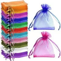 Bomiclss Kalender zum Selbstbasteln 100 Stück Organzasäckchen Organzabeutel Schmuckbeutel 7x9 cm, für Festival Party Hochzeit und die tägliche Platzierung