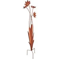 Kobolo Gartenstecker Dekostecker Blumen WILDFLOWER Naturrost Braun - Gartendeko Dekoration (Stück, 1-St., Stecker mit Bodenstab) 23x23x100 cm