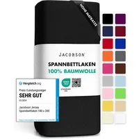 Jacobson Spannbettlaken BOXSPRING & ÜBERLÄNGE aus 100% Baumwolle, für hohe & lange Matratzen, Jersey Bettlaken 160 g/m²