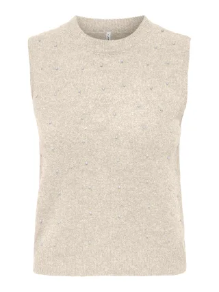 ONLY - ONLRENATA LIFE SL O-NECK PEARL VEST KNT Whitecap Gray - Gr. - M