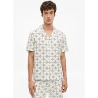 s.Oliver Kurzarmhemd Hemd Resort Fit: Strukturiertes Baumwollhemd mit All-over-Print