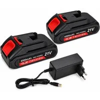 Athlix 2er Pack Ersatzakkus für Makita 21V 6500mAh mit Ladegerät Akku 6500 mAh (21 V), Robustes, stoßgeschütztes Gehäuse - Tiefentladungsschutz