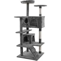 ESTEXO Kratzbaum Katzenbaum Katzenkratzbaum 130 cm Kletterbaum Coco Spielbaum Hellgr