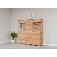 OTTO home Highboard VETRO Teilmassiv, Fronten Massivholz, Wohnzimmer, Stauraum,Griffmulde, B/T/H:150/40/1445,5cm, 15geschlossene Fächer,verstellbare Einlegeboden