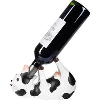 BRUBAKER Weinflaschenhalter Durstige Kuh - Flaschenhalter Trinkende Tiere, (1-St., Flaschenständer lustig - Deko Figur Bauernhof Handbemalt), Weinzubehör für Weinbar - Witzige Dekoration - Wein Geschenk