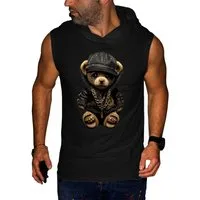 RMK Tanktop Herren Tanktop Muskelshirt Gym Ärmellos Shirt mit Teddybär Druck aus Baumwolle