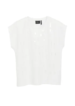 s.Oliver BLACK LABEL - T-Shirt mit Lochmuster weiß - Gr. - 42