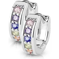 BUNGSA Creolen-Set silberne Creolen Kristalle bunt aus Edelstahl Damen (1 Paar (2 Stück), 2-tlg), Ohrschmuck Ohrringe