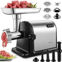 AMZCHEF Fleischwolf CE-MG42OT0H, 3000,00 W, 3-In-1 mit 3 Edelstahl-Schleifplatten, 1 Kubbe and 3 Wurstfüllrohren