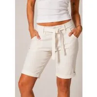 SUBLEVEL Shorts Damen Bermudas kurze Hose Baumwolle Jeans Sommer Chino Stoff Leichte Bermuda mit Stretchkomfort und Gürtel