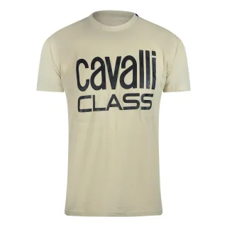 Cavalli Class - T-shirt In Beige Und Sand Mit Auffälligem Logo