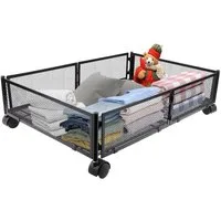 JEOBEST Unterbettkommode Unterbettaufbewahrung mit Rädern Metallrahmen, Faltbare Unterbettbox