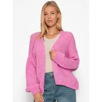 SASSYCLASSY Cardigan Oversize Strick Cardigan für Damen Flauschiger Cardigan mit offen fallendem Schnitt und Rippbündchen