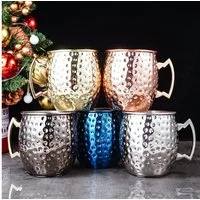 Faizee Möbel Tasse Cocktailglas Moscow Mule Becher Kupferbecher 500ml Fassungsvermögen, 4-tlg., Kupfer/Edelstahl