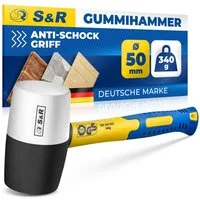 S&R Gummihammer Gummihammer Pflasterhammer Schwarz/Weiß 340g Profi Naturkautschuk (1-St), für Außenarbeiten zB. Pflastersteine, Fliesen, Camping