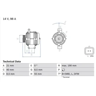 Bosch Lichtmaschine 98A Dacia Renault 0986042770