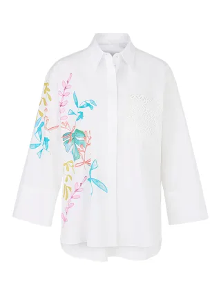 Marc Cain Collections - Mit Print - Hemdbluse aus Bio-Baumwolle white - Gr. - 38