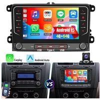 ESSGOO 7" Android 15 Für VW GOLF 5 6 Touran EOS Tiguan Polo 6R Passat Caddy Autoradio (RDS, 4+64G(optional), DAB (optional), FM, DAB+ (optional), Carplay Android Auto DAB (optional), RDS, FM, 4+64GB, SWC, GPS NAVI)