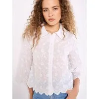 Apricot Spitzenbluse Gekürztes Shirt mit Blumenapplikation mit Blumenapplikation